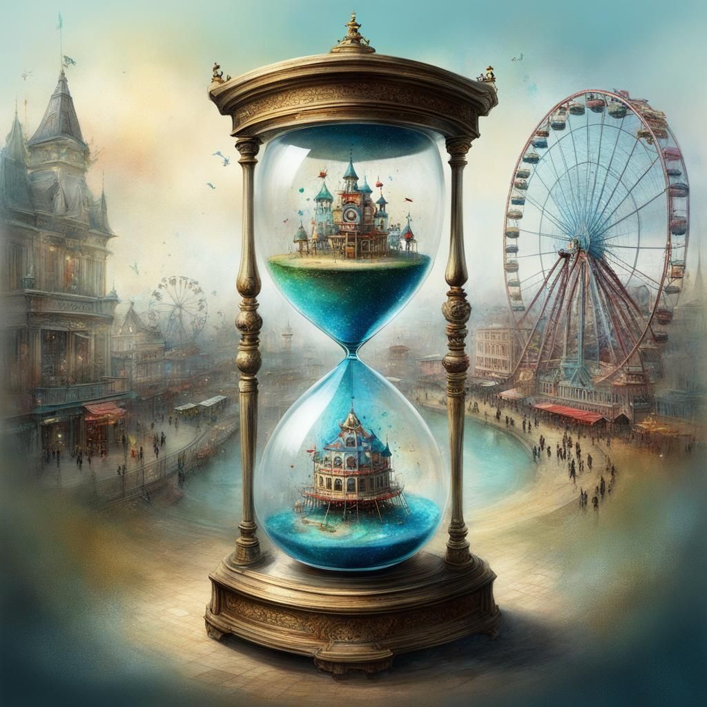 Hourglass Microworld in Voluminous Impasto Style