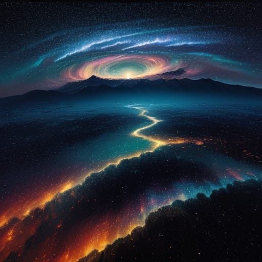 Stellar Meteor Storm in a Starry Night Sky