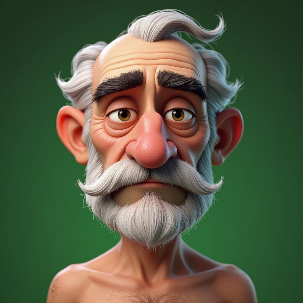 Stylized 3D Portrait of an Old Man in Digital Art Style