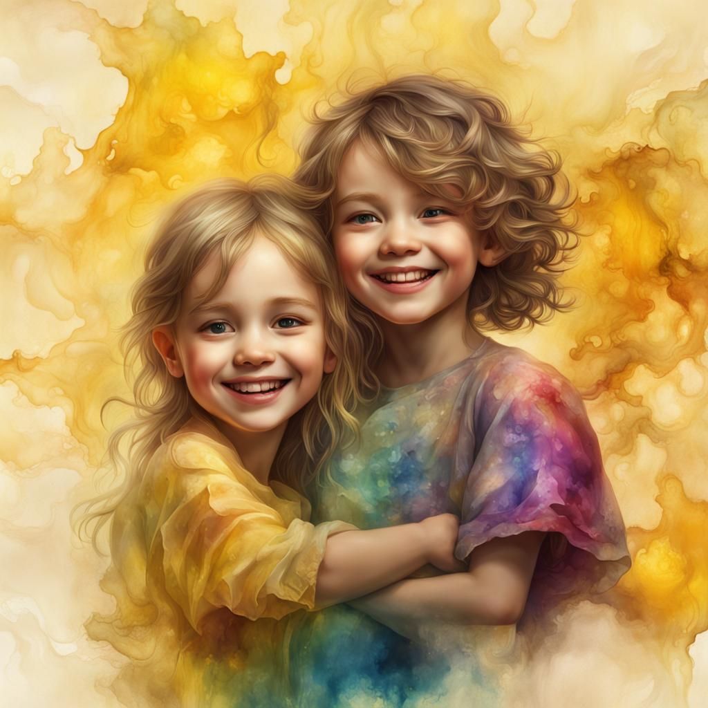 Brother and Sister in Alcohol Ink Style