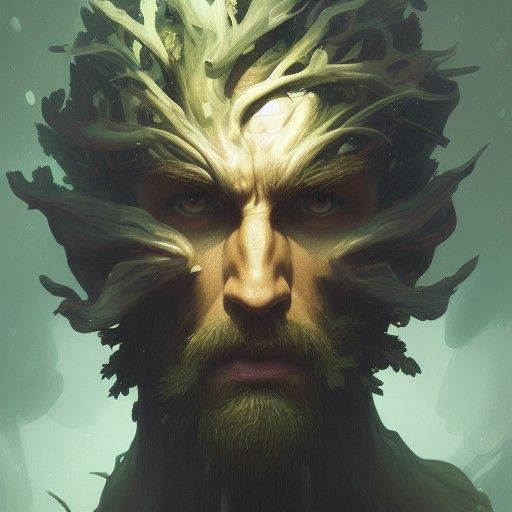 Tree Man Portrait with Lightning Power