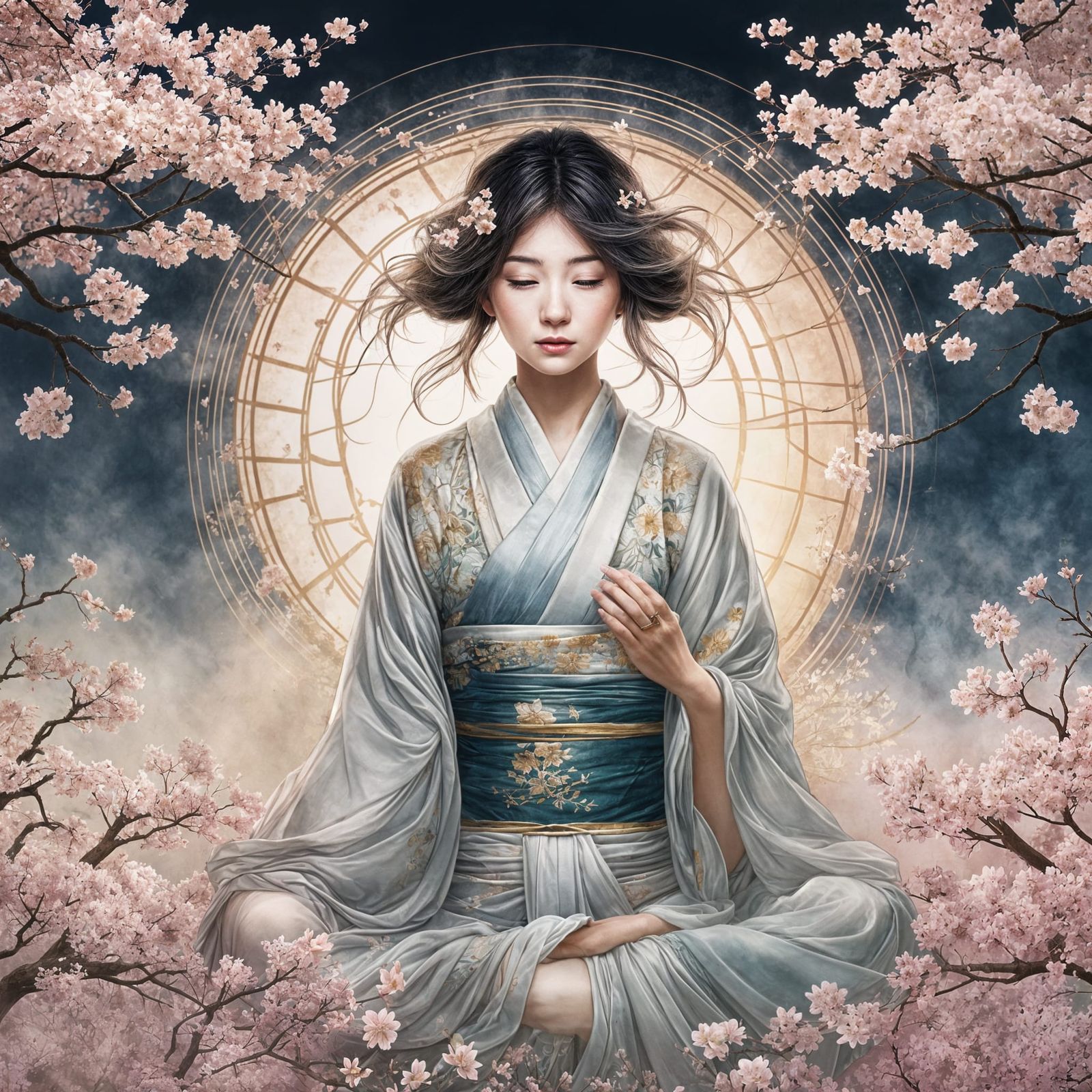 Serenity Blossoms beneath Celestial Light