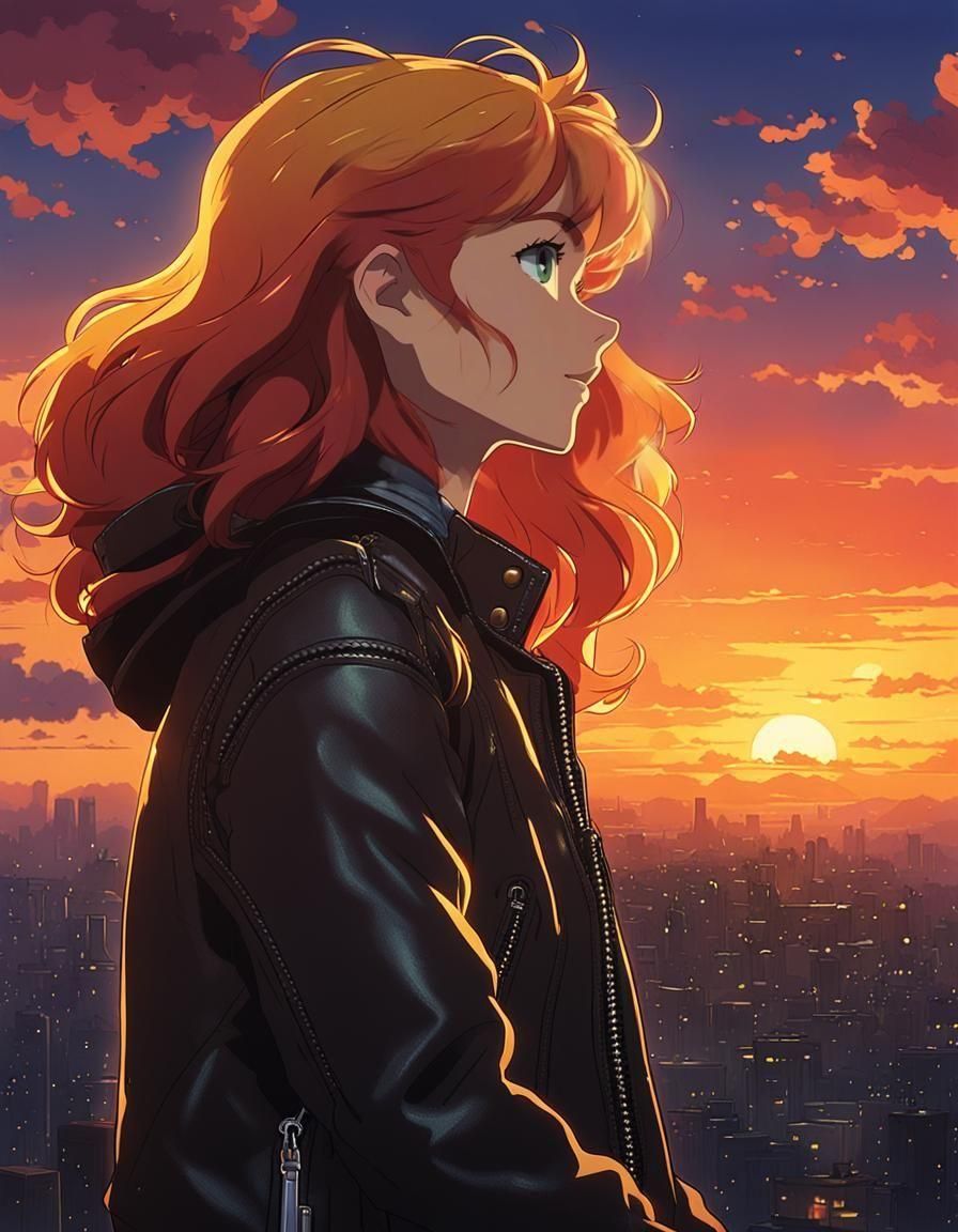 Sunset Shimmer in Ghibli Anime Style