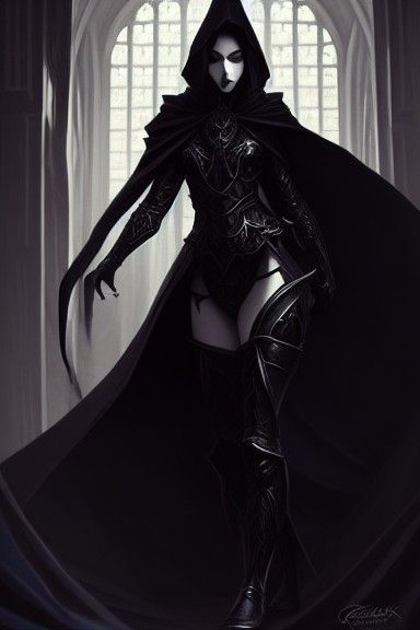 Gothic Queen in Dark Throne Room, Hyper-Detailed