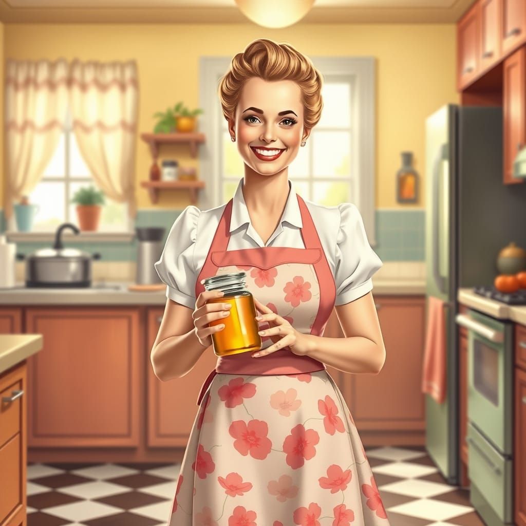 Retro Honey Advertisement in Whimsical 1950s Style