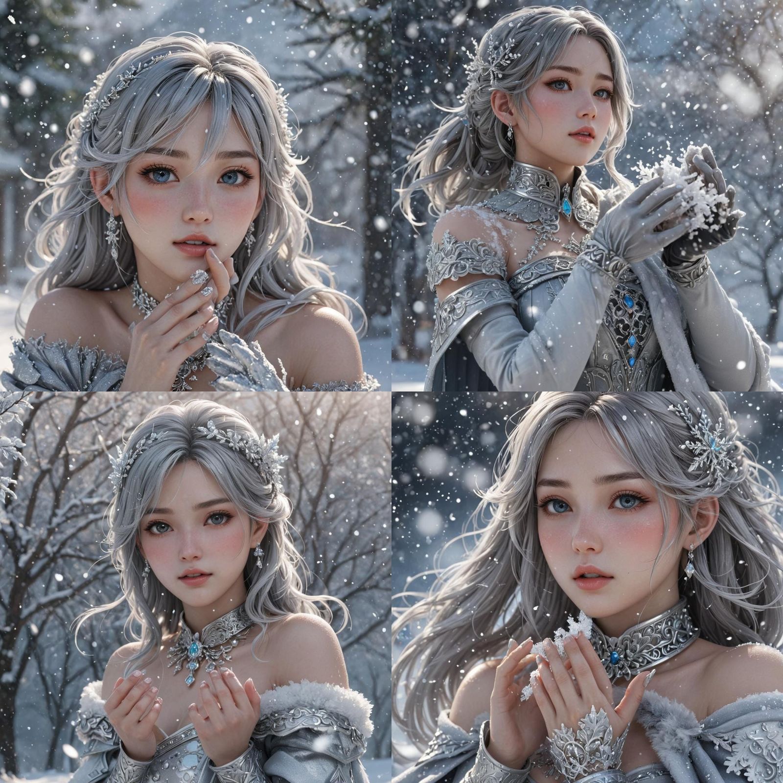 Icy Breath: Silver Queen in Frozen Landscape