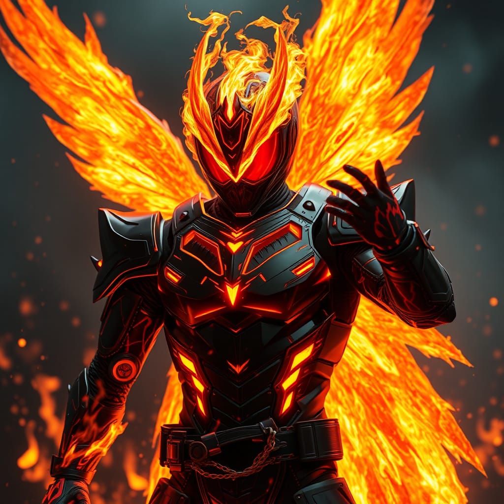 Kamen Rider Ablaze as Phoenix in Dark Armor