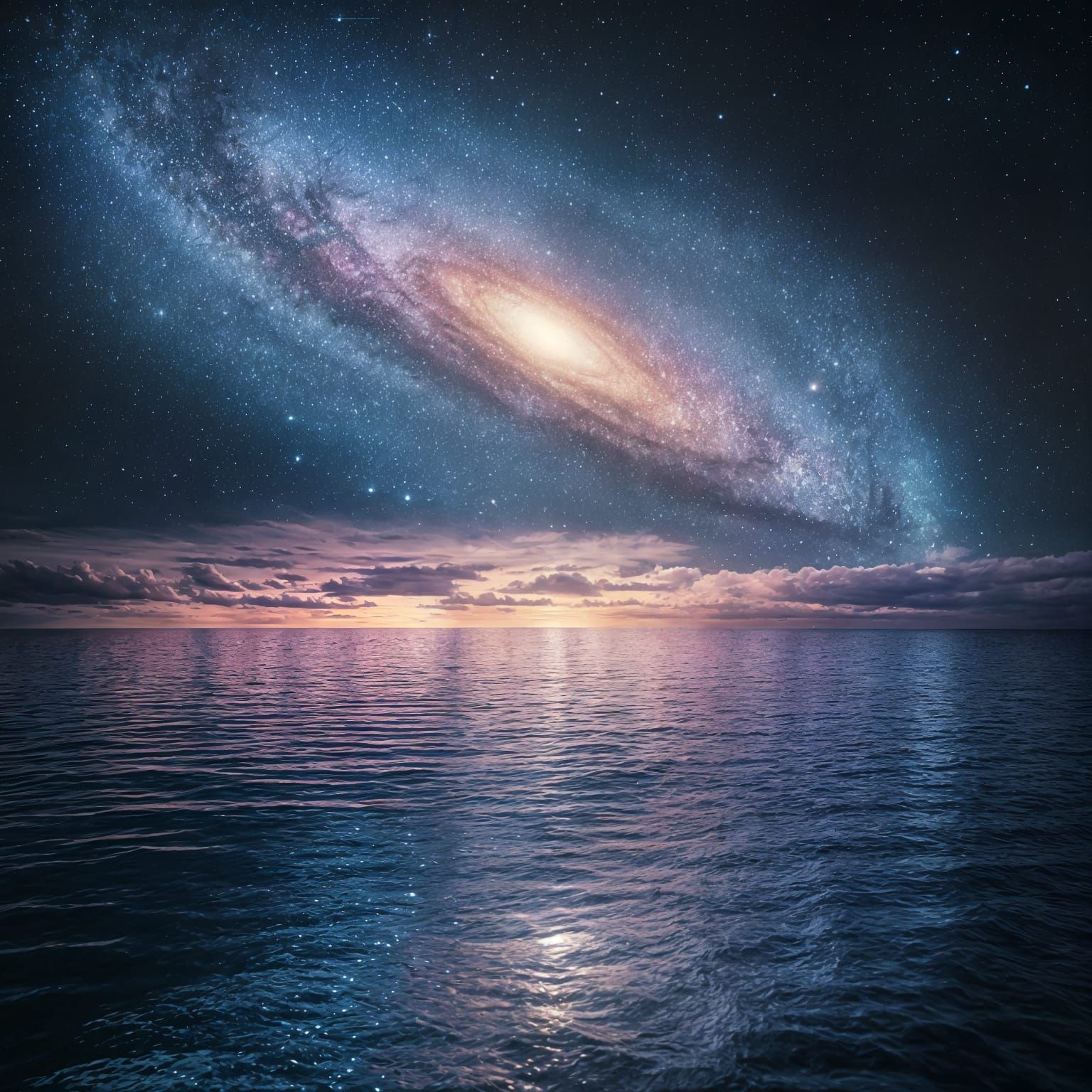 Celestial Wonders Glow Across the Ocean's Glassy Surface