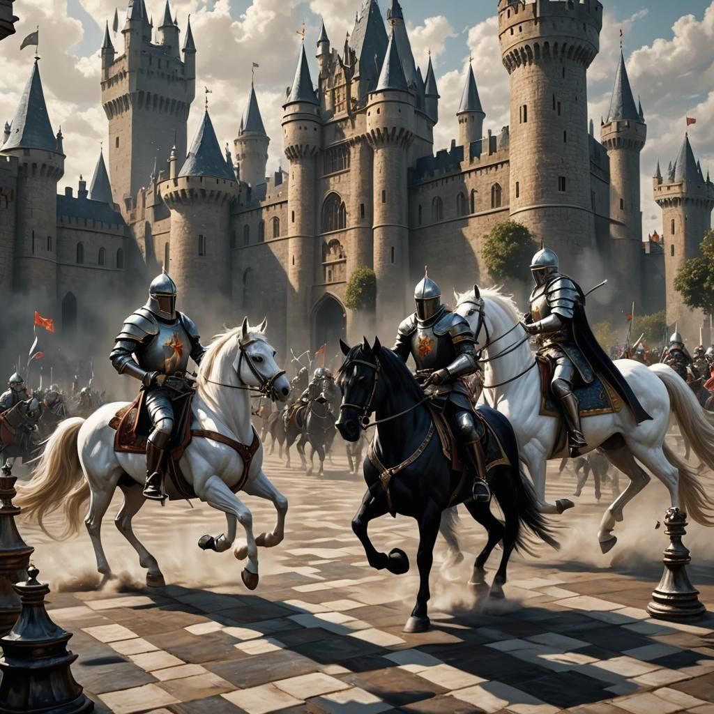 Templar Knights Jousting on Chessboard Field