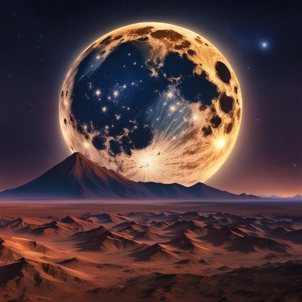 Full Moon Over Atacama Desert: Fantasy Concept Art
