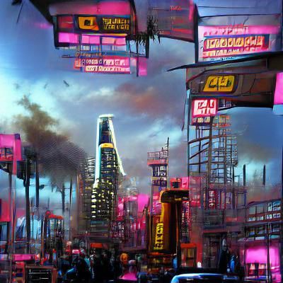 Cyberpunk Cityscape with Neon Lights