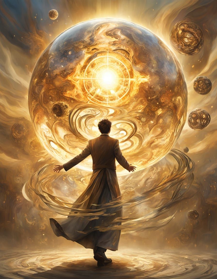 Surreal Vision of Abstract Thoughts Manifesting as a Glowing...