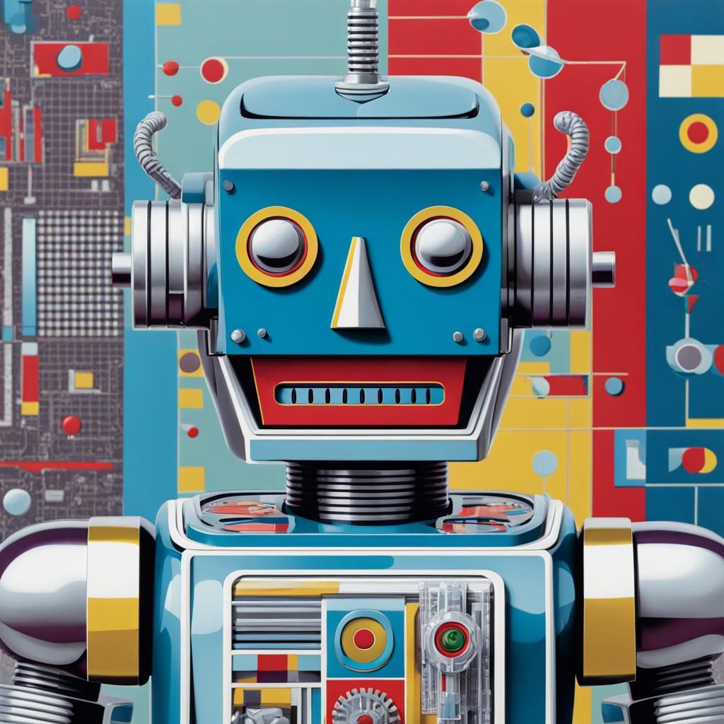 Pop Art Cyborg Robot in Wrapping Paper