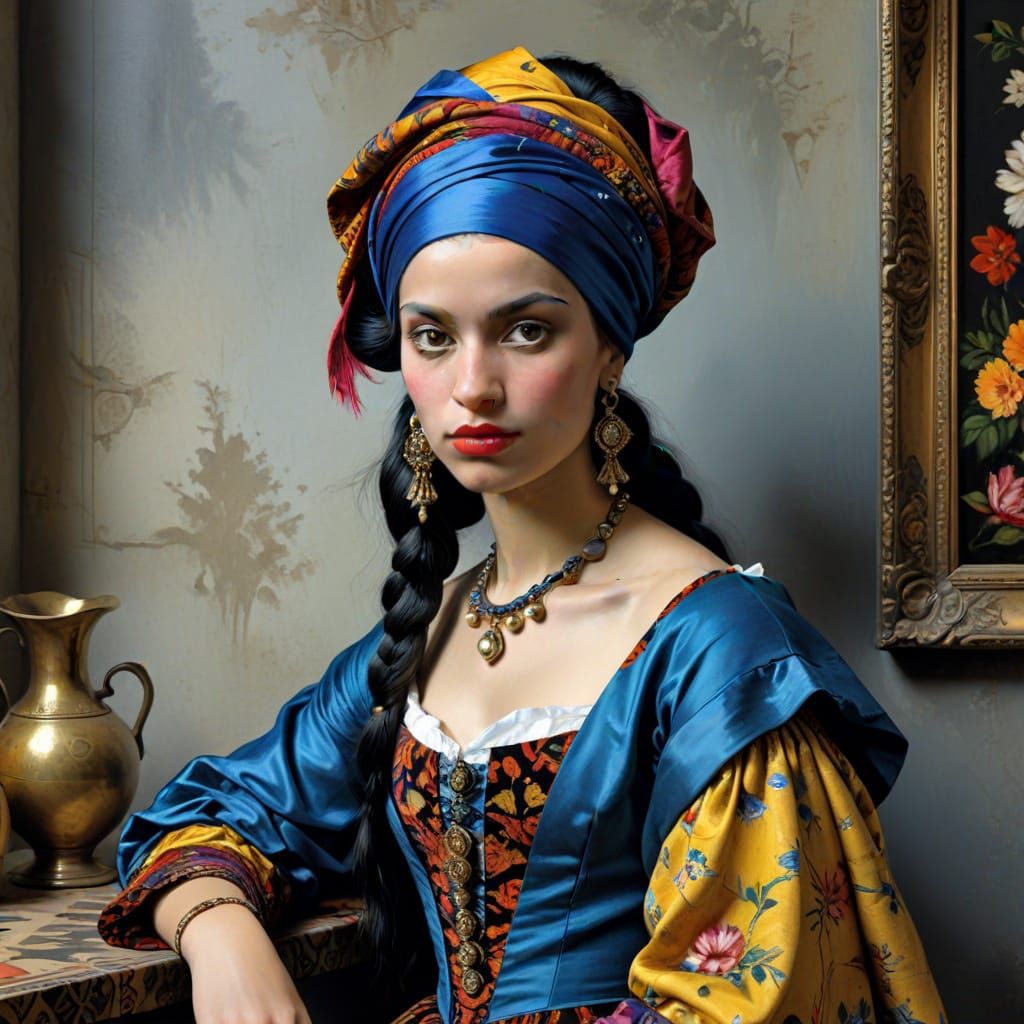 Exotic Gypsy Punk Queen in Vermeer Style