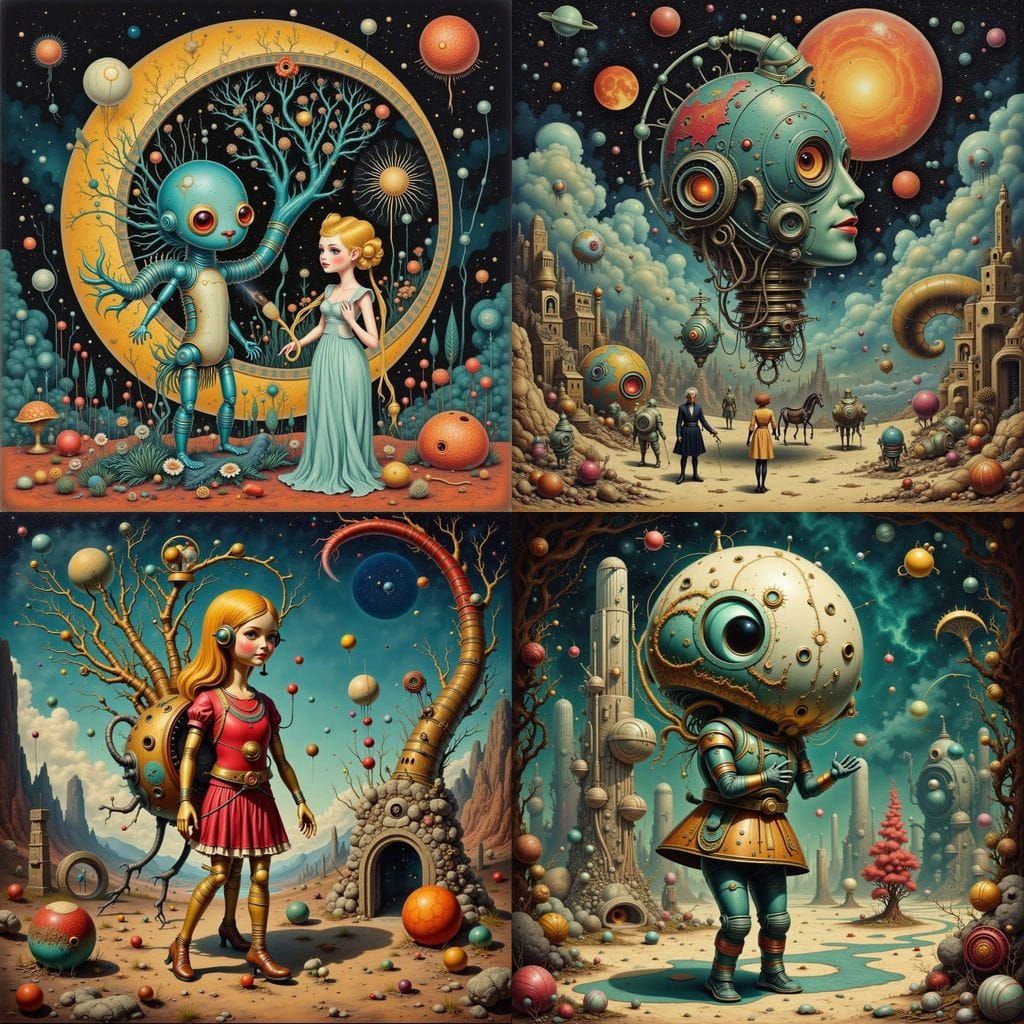 Surreal Mid Century Retro Futuristic Sci-Fi Landscape