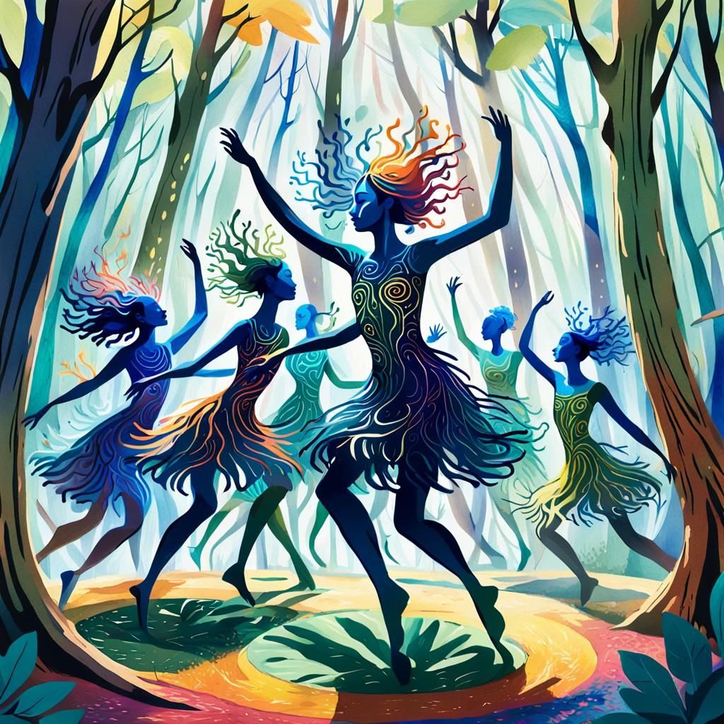 Human-Tree Creatures Dance in Dreamy Forest