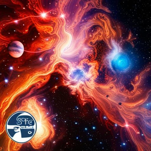 Cosmic Coffee Shop in Space with Nebulae