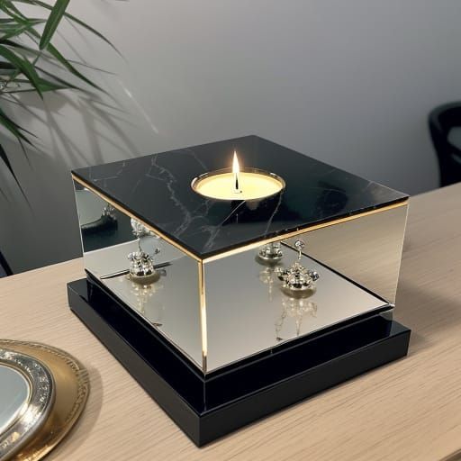 Reflective AI Art with Silver Smoke and Ambient Lighting