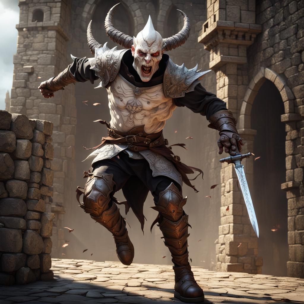 Demon Spy Escaping Castle: Dark Fantasy Concept Art