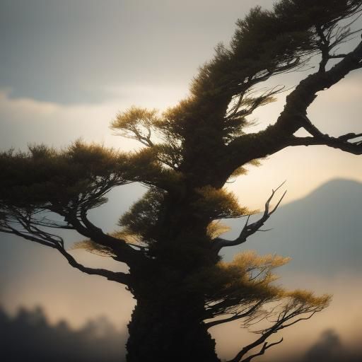 Wind-Swept Tree Branch in Cinematic Still