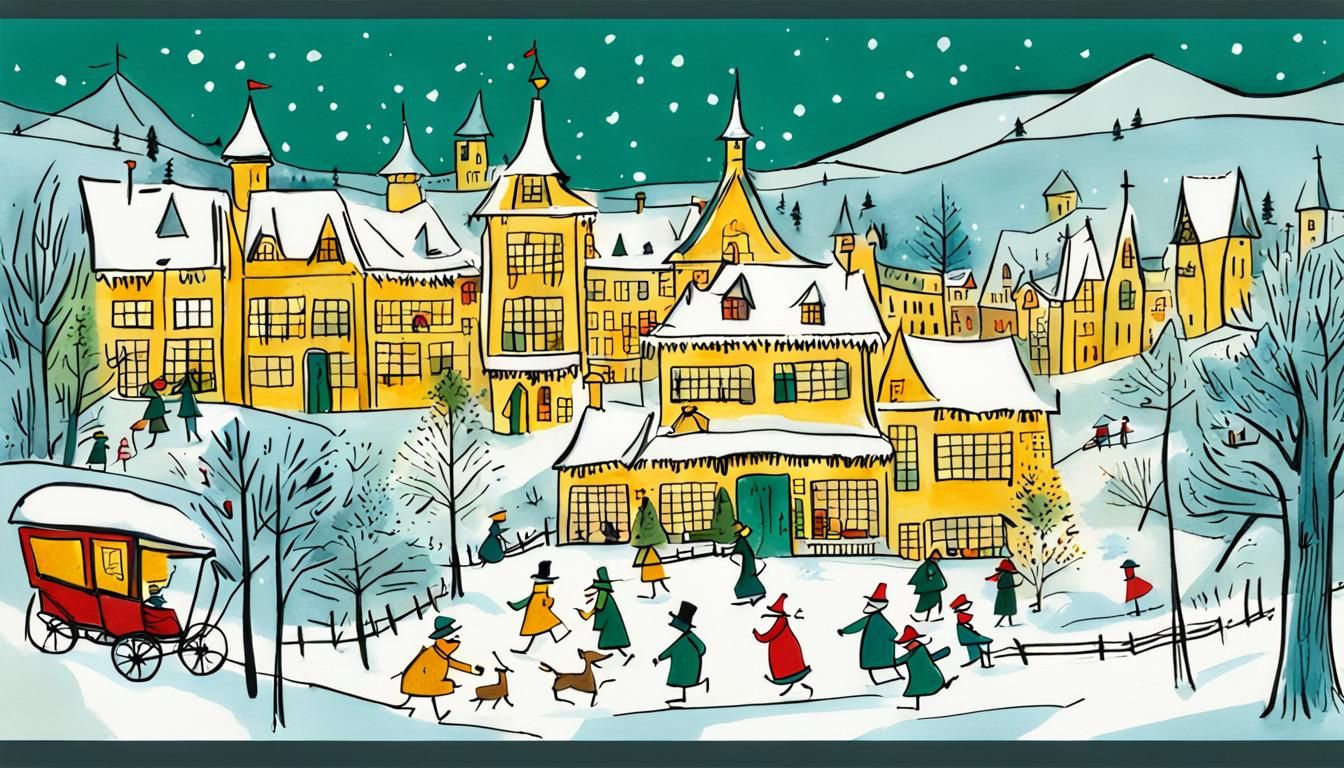 Charming Winter Wonderland in Bemelmans Style