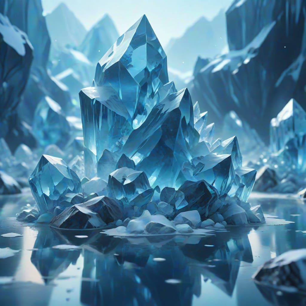 Crystal Ice Glacial Concept Art in Digital Painting Style