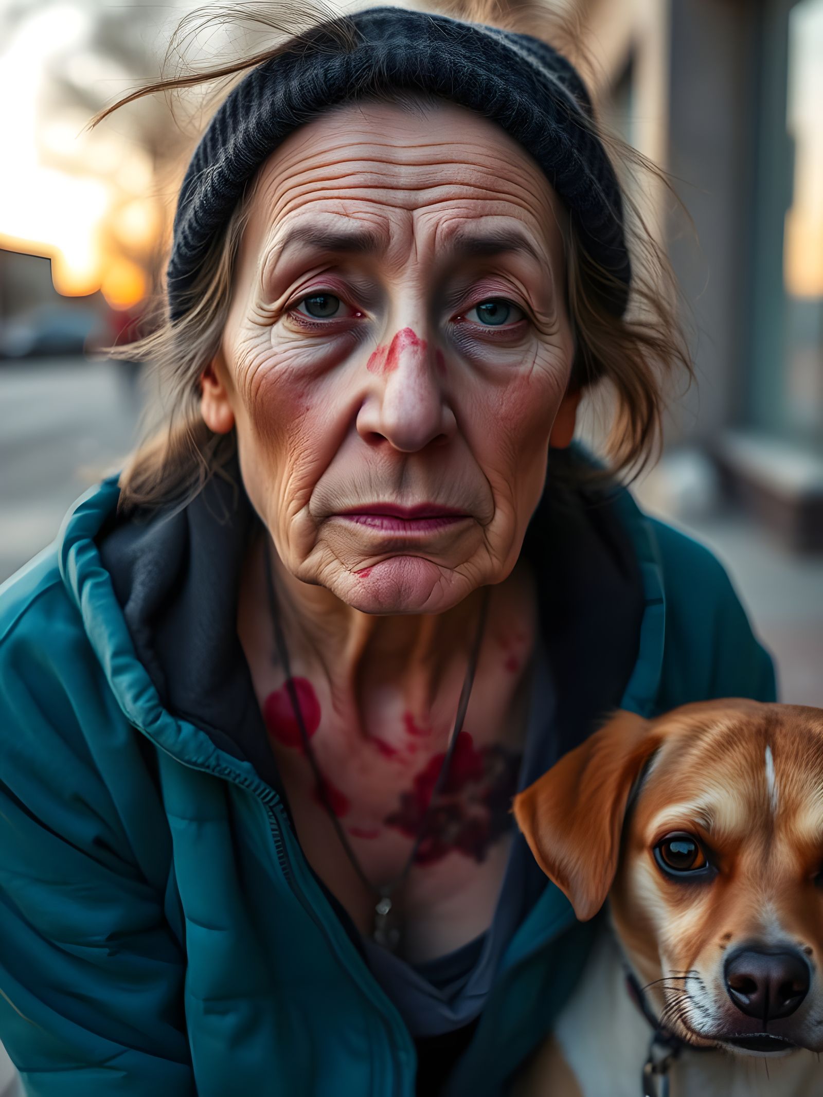 Homeless Woman in Dermatology Context