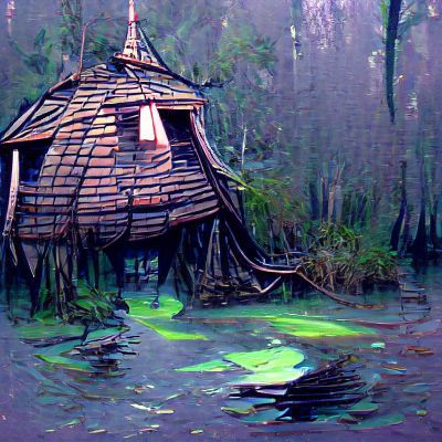 Eerie Witches Hut in a Mystical Swamp