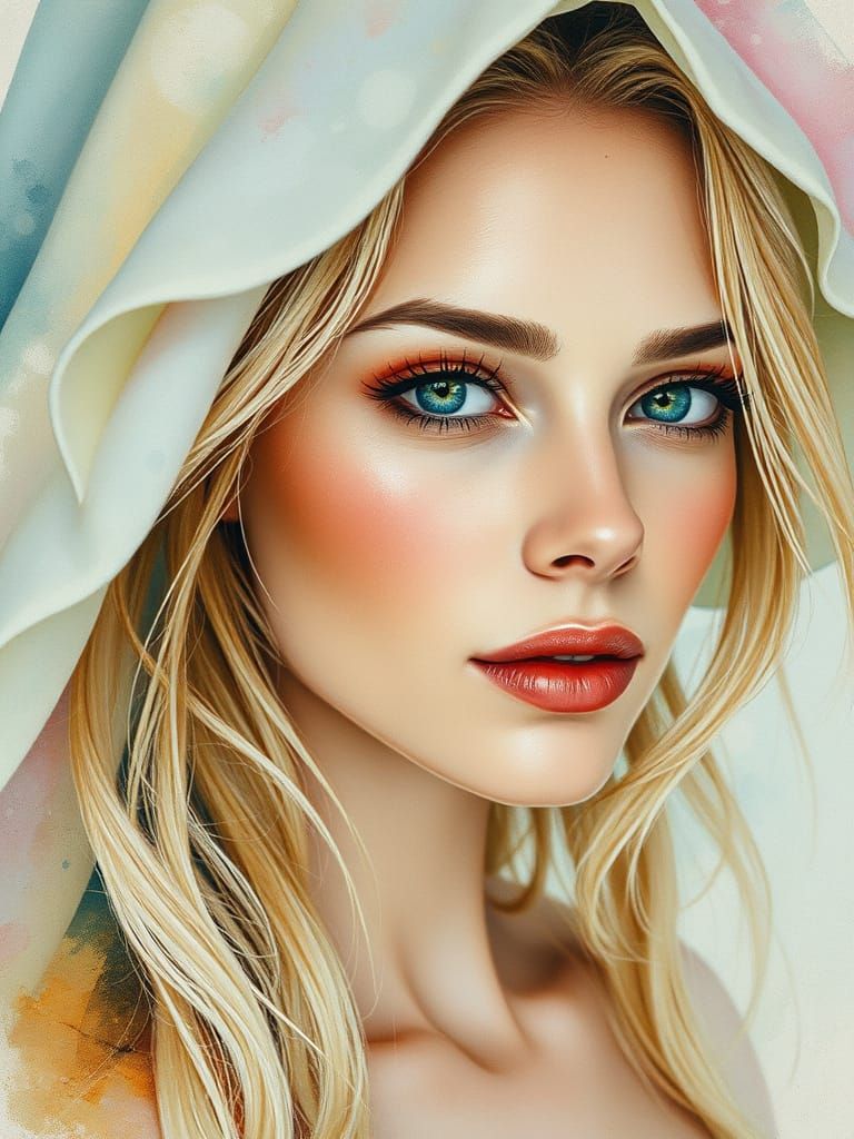 Dreamy Pastel Portrait in Opulent Impressionist Style