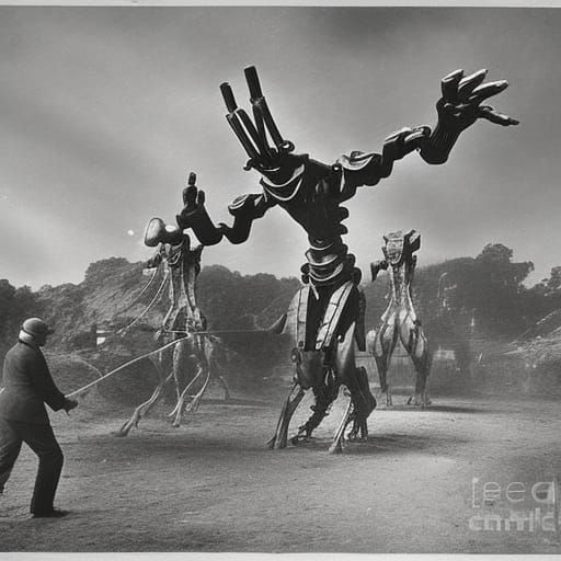 Giant Alien Robots Attack Humans: 1900s Photography