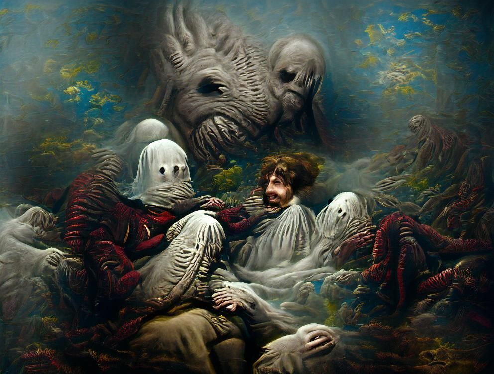 Horrific Gathering in Style of Doré and Rutkowski