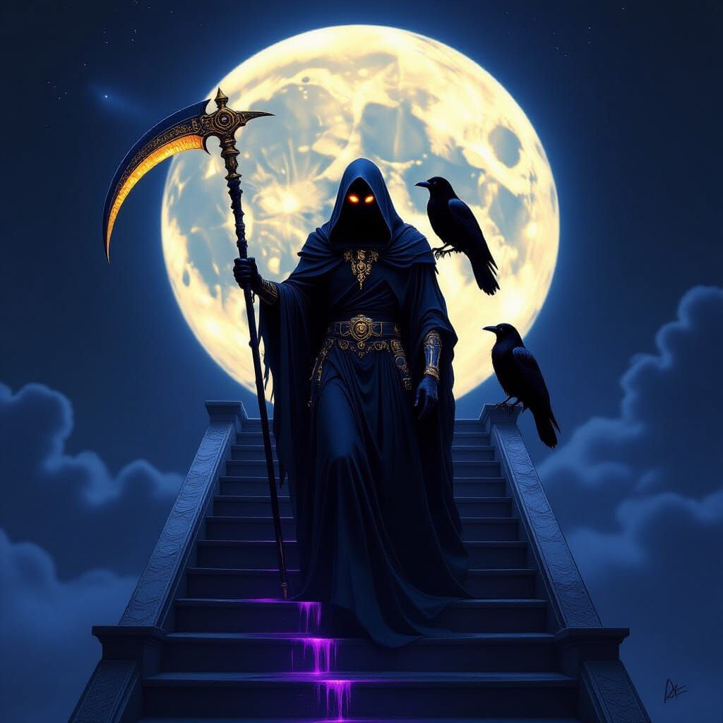 Grim Reaper's Descent in Giger Style