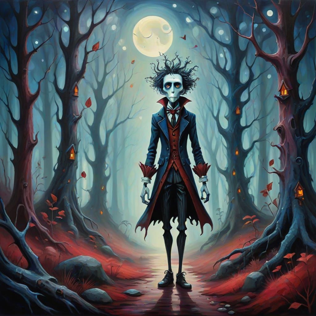 Ethereal Figure in Dark Forest