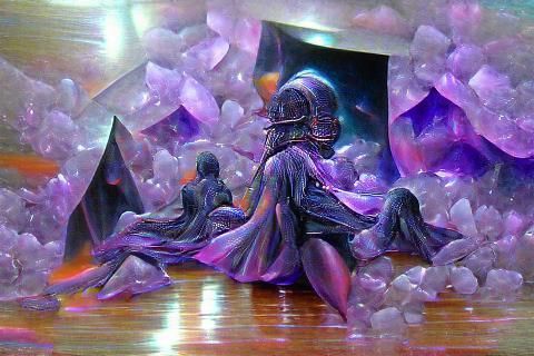 Fantasy Crystal Hall with Astral Flames