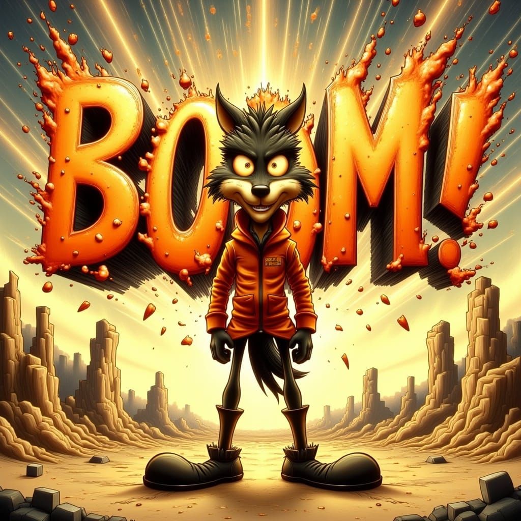 Wile E. Coyote 'Boom' in Looney Tunes Style