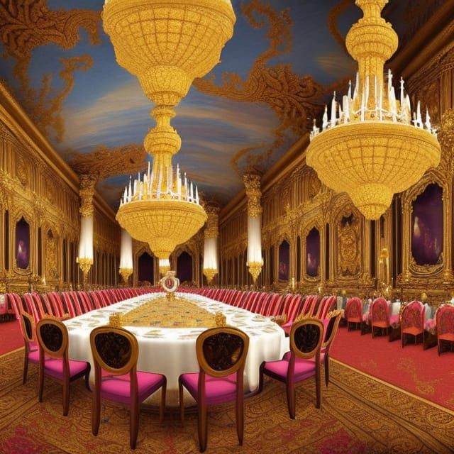 Royal Family's Grand Feast in a Detailed Matte Painting