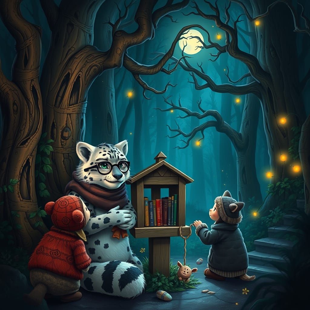 Furry Snow Leopard Builds Whimsical Little Free Library in E...