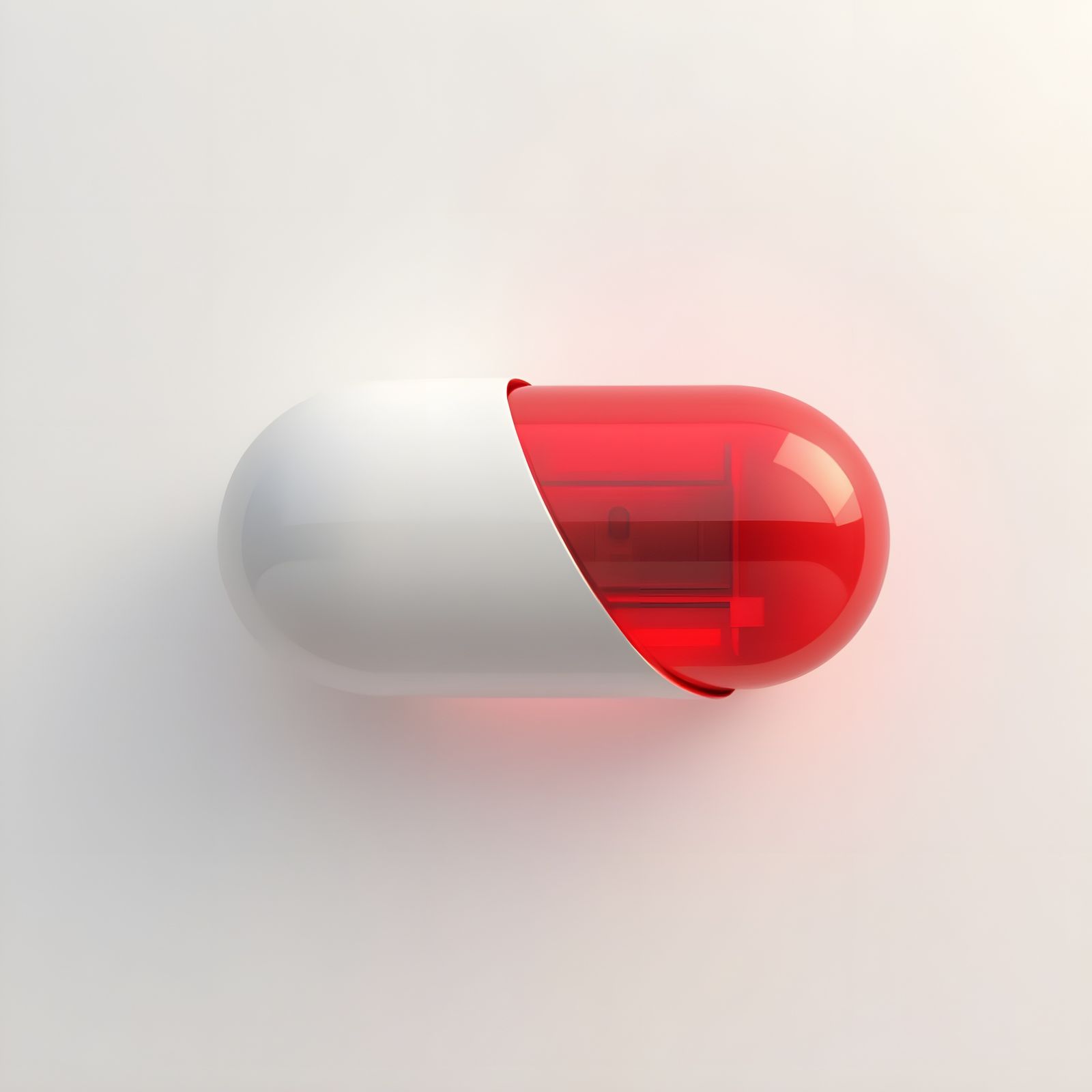 Striking Red and White Capsule on Isolated Background