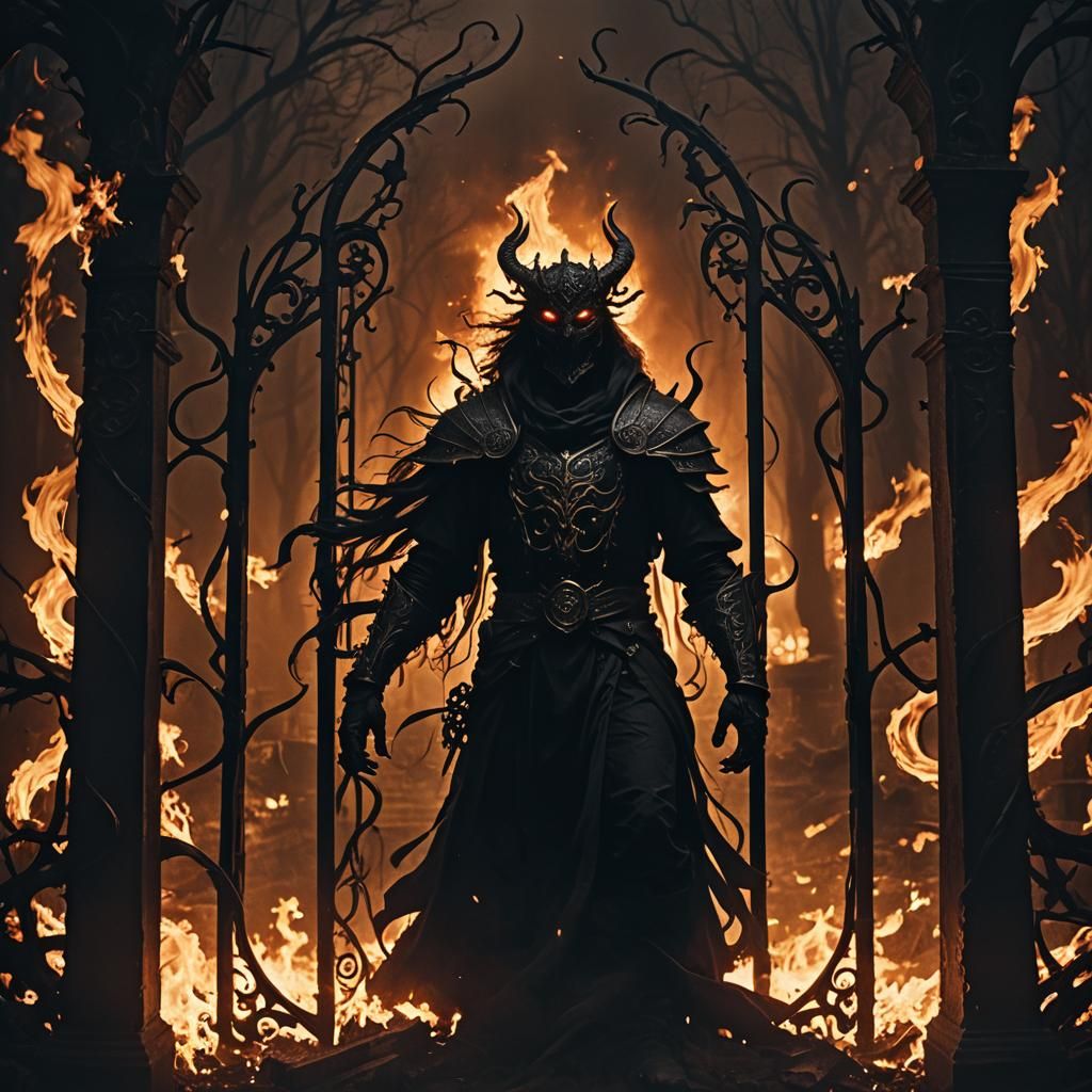 Underworld Keeper at Hell's Gate in Cinematic Style