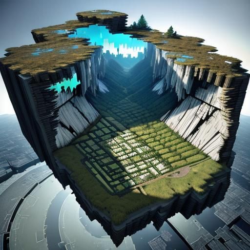 Surreal Broken Landscape in Glitch Art Style