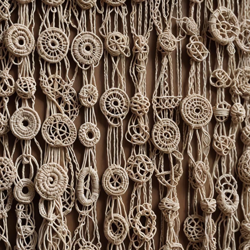 Intricate Macrame Art Hanging from Wooden Dowel