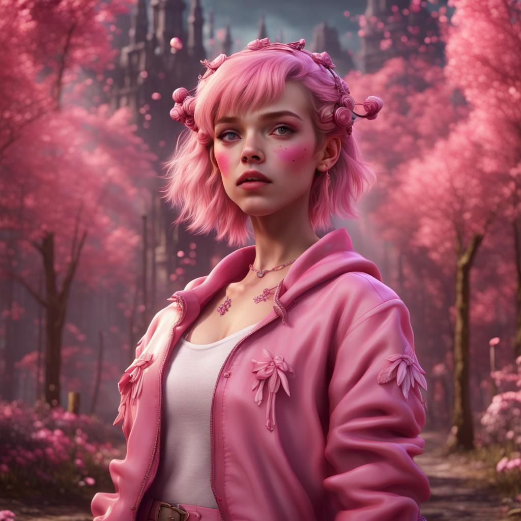 Girly Boy in Pink: Detailed Matte Painting