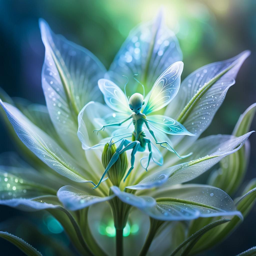 Miniature Fairy Sleeps Inside Alien Flower