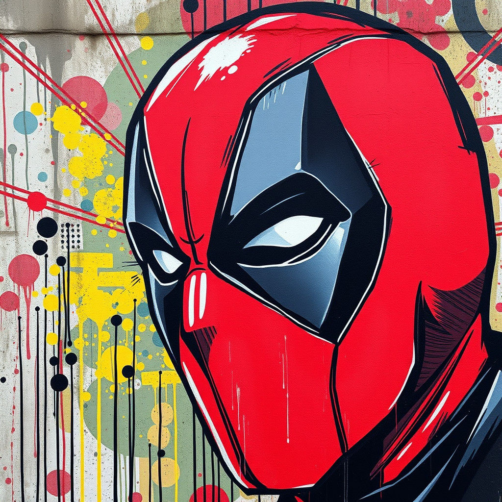 Deadpool Mask Star Wars Graffiti with Color Splash
