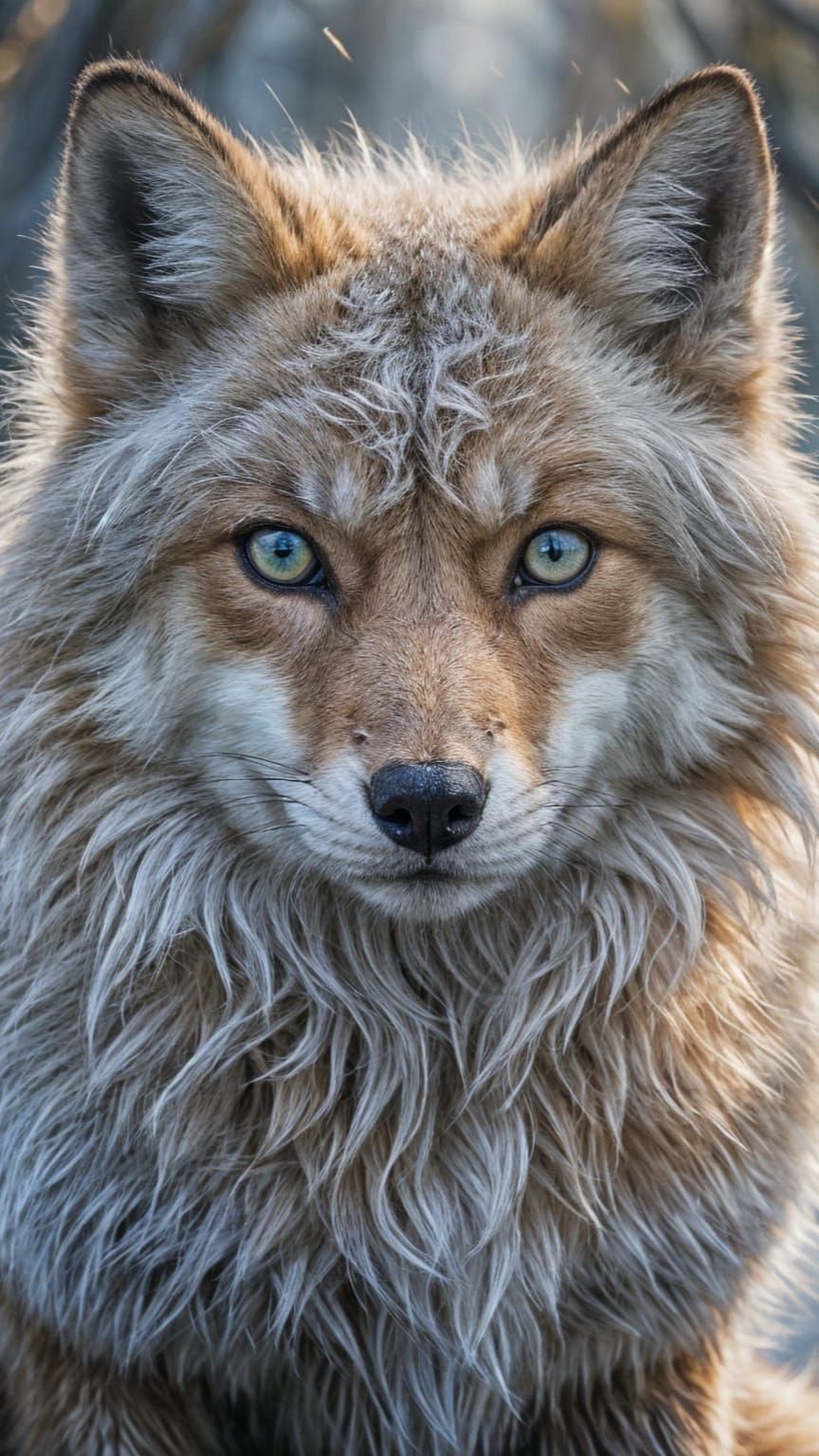 Snow Fox with Blue Eyes, Fantasy Concept Art