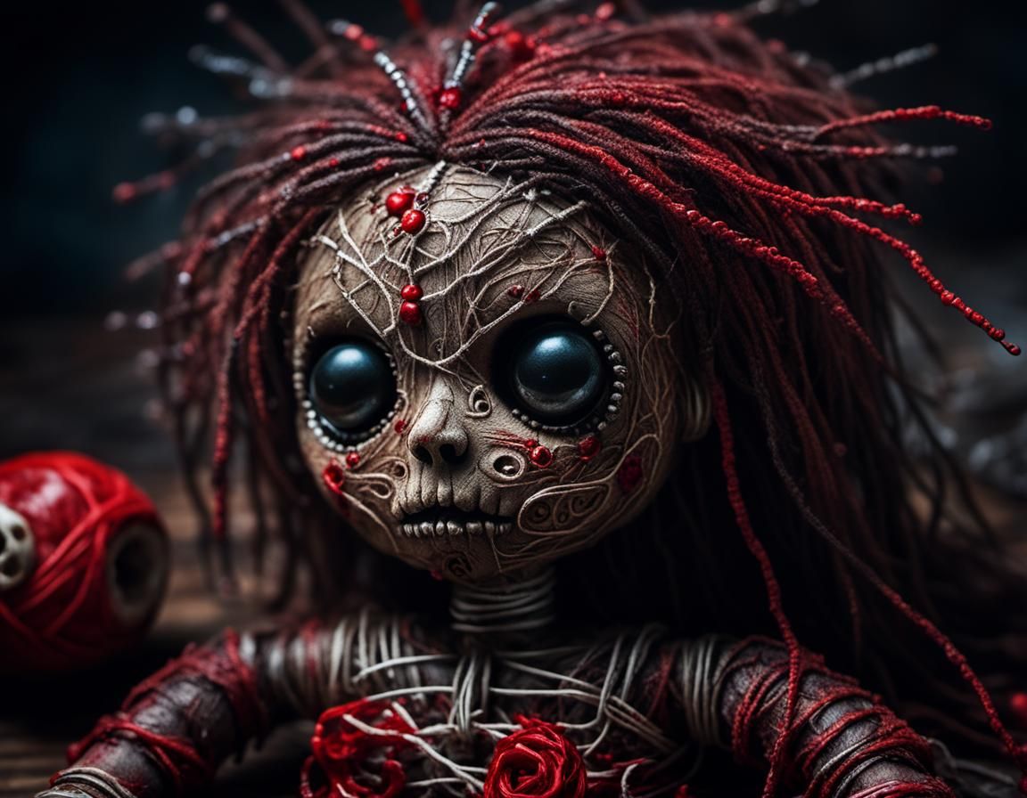 Thread Voodoo Doll in Dark Fantasy Style