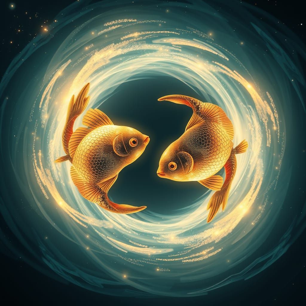 Epic Pisces Zodiac Sign with Swirling Aquatic Vortex