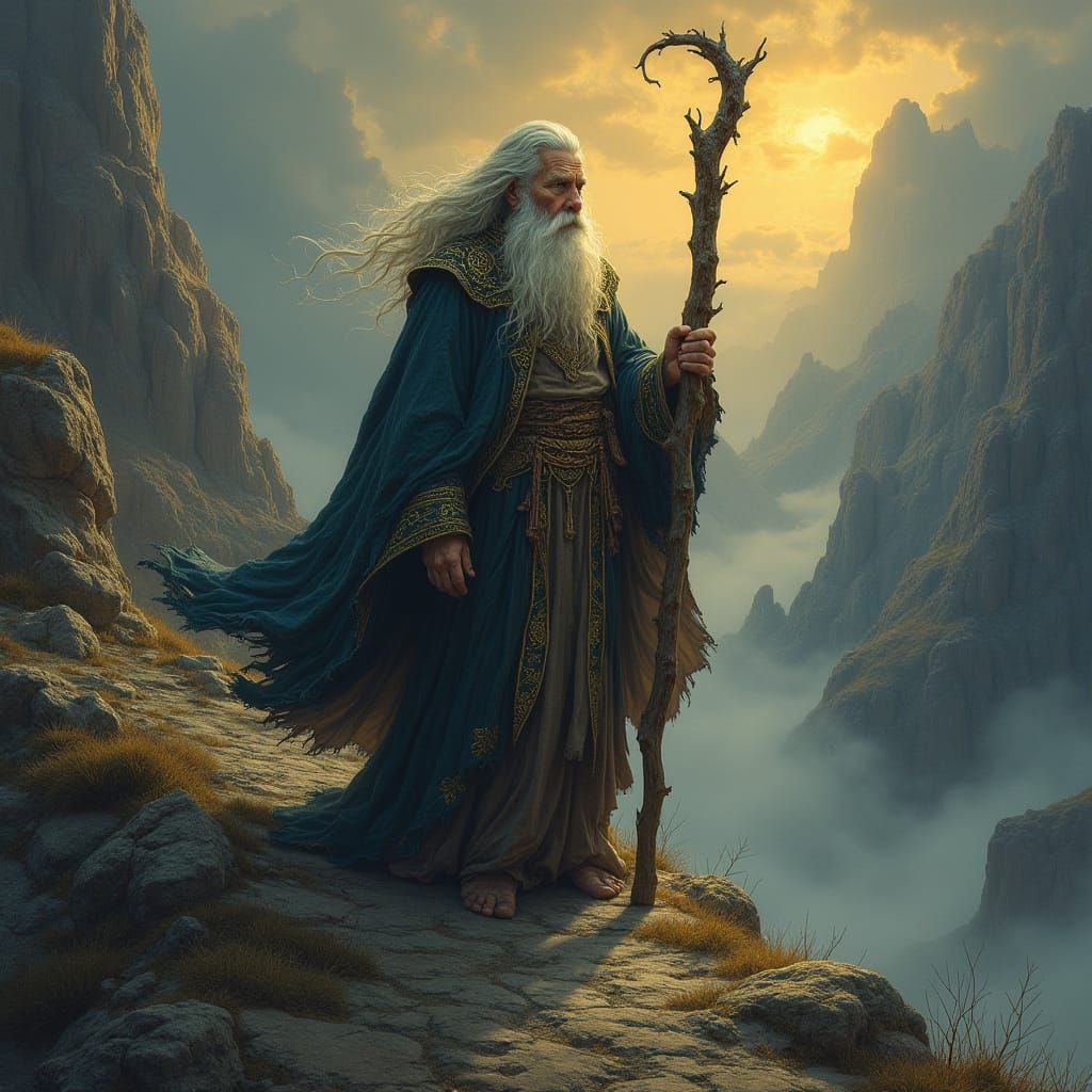 Ancient Sage in Ethereal Golden Glow