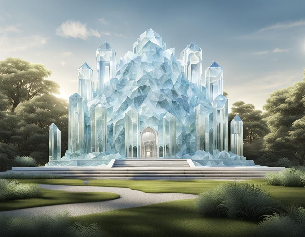 Neo-Realist Crystal Temple Architectural Rendering
