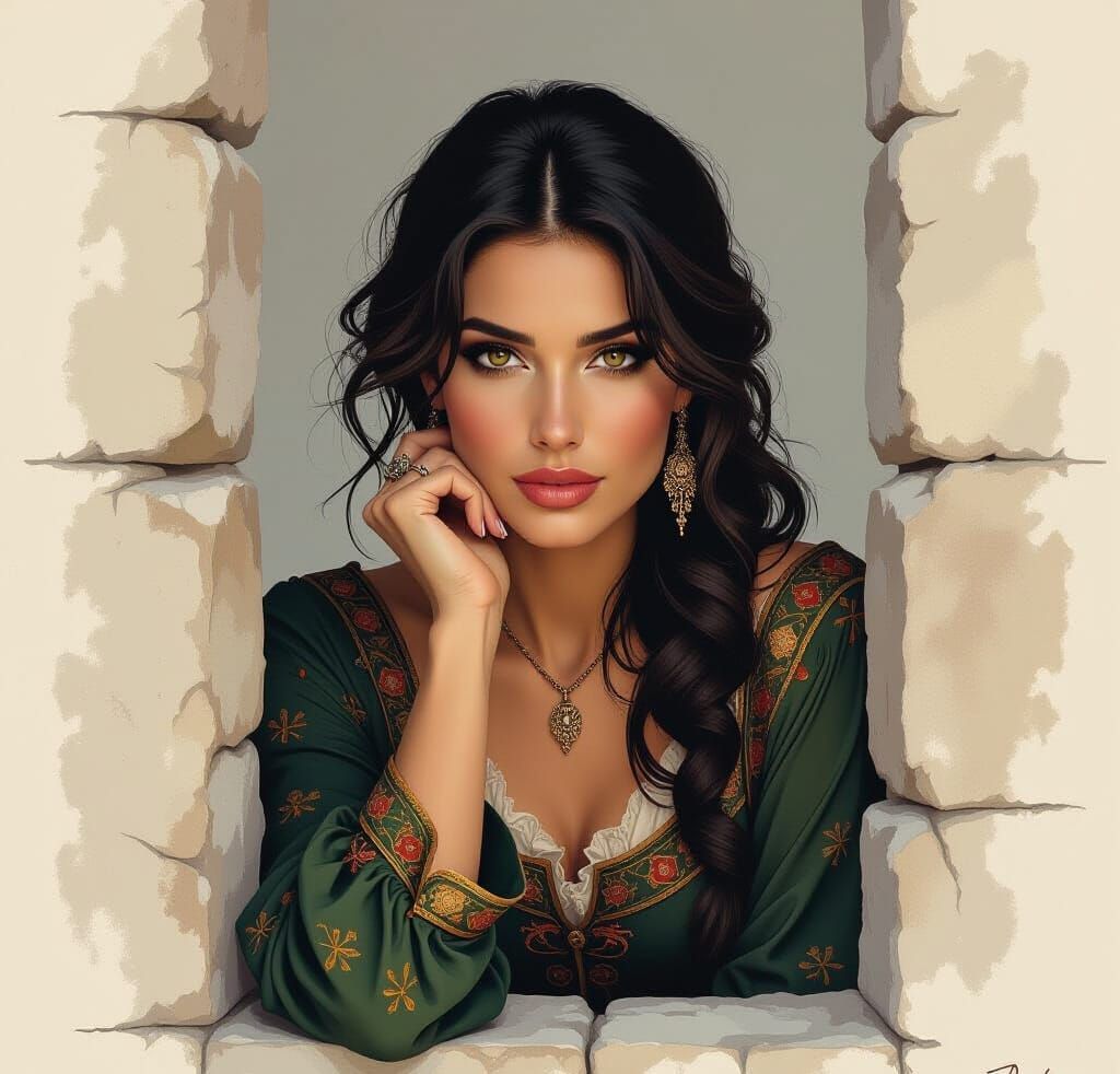 Expressive Sepia Portrait of a Woman as Oil Painting